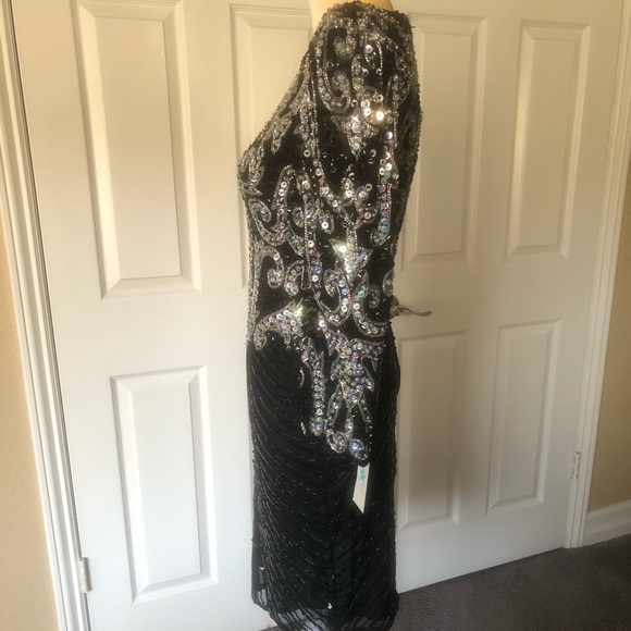 DRESS BRILLIANT BY JA VINTAGE SEQUIN BLACK SILVER - Picture 5 of 14